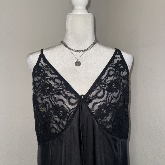 Anthony Richards Nightgown Slip Dress Women's 1X Black Lace Adjustable Straps - Picture 4 of 9